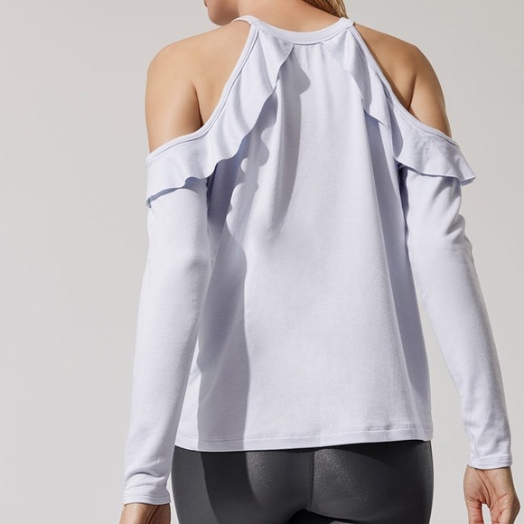 beyond yoga // gray cold shoulder frill pullover - Picture 7 of 7